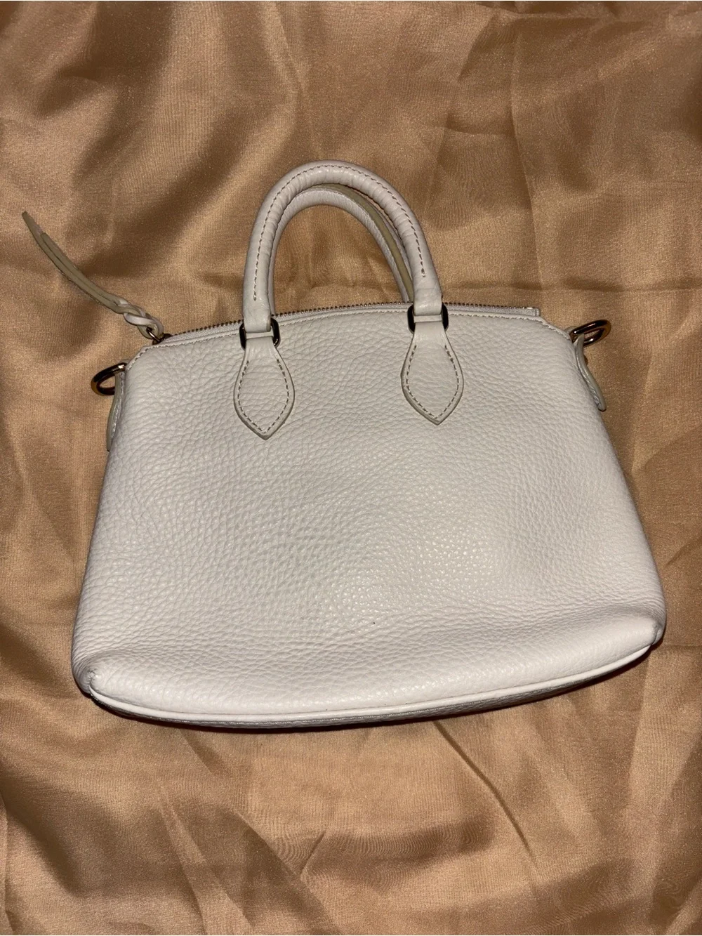 Vintage Dooney & Bourke White Pebbled Leather Satchel with Gold Logo